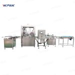 Väikeste kosmeetikapudelite automaatne täitmine korgiga märgistusliin