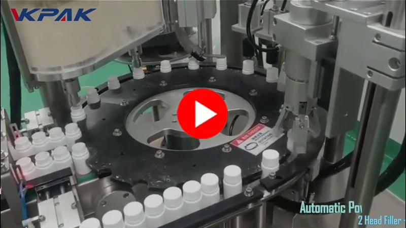 Monobloki pulbripudeli täitmise ja korkimise masin