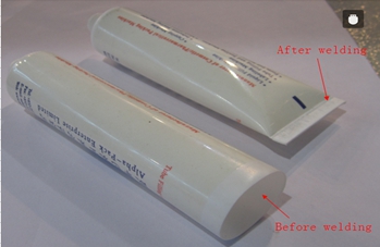 welding samples from ultrasonic tubes sealer proovidega keevitamine.jpg