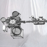 Väikeste katseklaaside täitmise korgimasin koos horisontaalse kleebise märgistusega